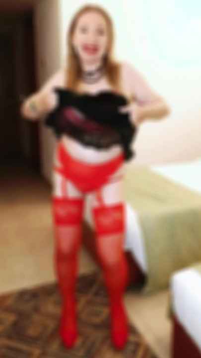 Sexy in red stockings