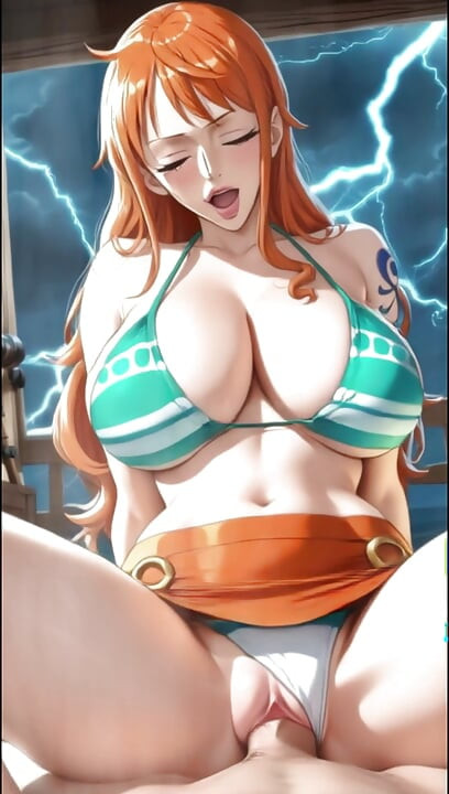 Avec ses seins énormes et son cul voluptueux, Nami chauffe le client jusqu’à ce qu’elle chevauche sa bite - contenu généré par l’IA