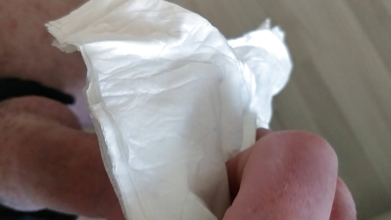 The result after 8 days: First, my pad has to soak up one load after another of my pre-cum, and then my intense orgasm.