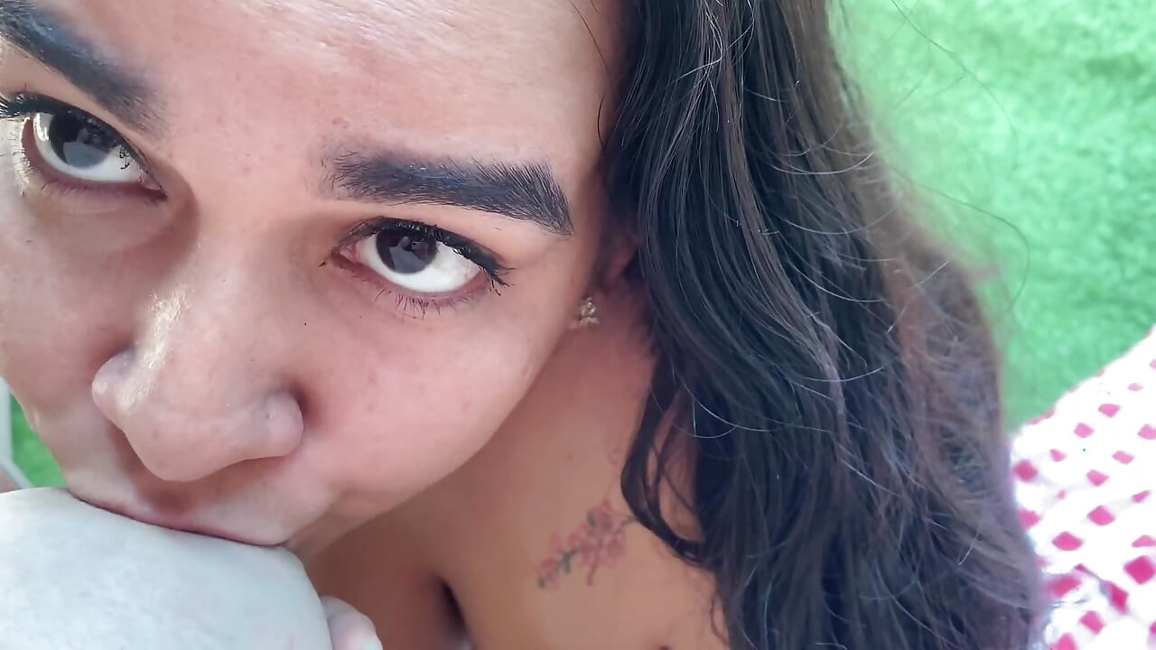 Luna Sucking My Lactating Breasts Outdoors