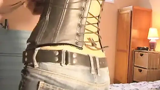 Jeans Domme 2 Corseted Domme Teaches You Cock Bondage