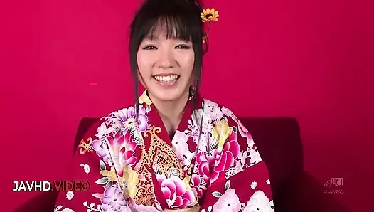 Chiharu's Sexy Kimono Seduction Ends with Ecstatic Asian Creampie Threesome