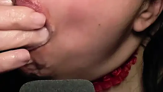 ASMR semangka panas merah