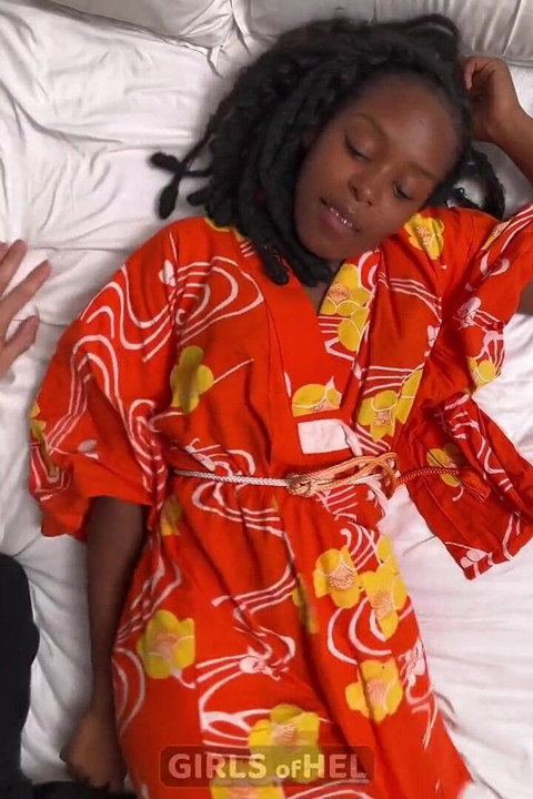 Huge Cumshot on a Pretty Ebony Girl's Body - POV Video