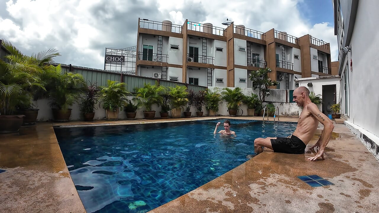 watch us playing in our swimming pool
