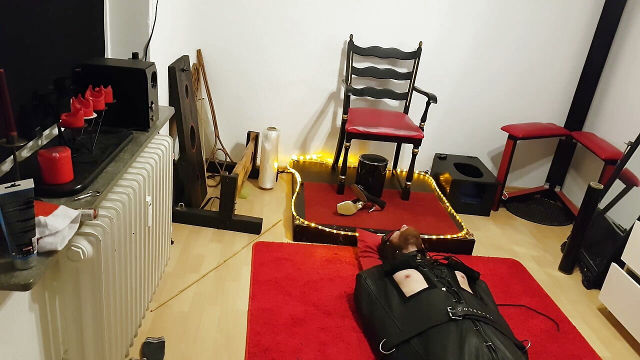 Lave in Leather Sack Part 1 - MILF Domina Teases Bound Cock Edging Denial BDSM