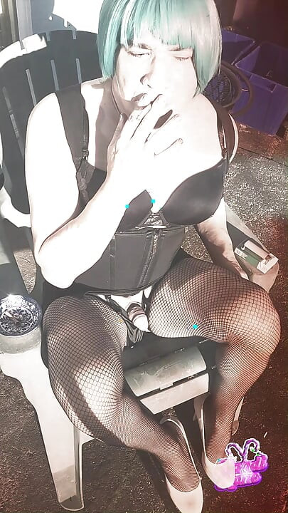 Sexy Sissy Kandi Kane Smoking And Playing With Her Cock