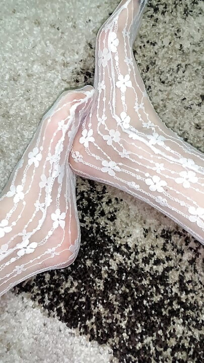 Playing with my feet in sexy white socks