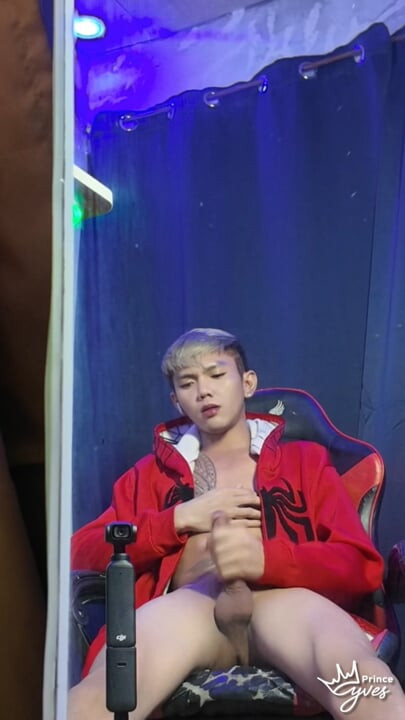 Inked Boy in a Spidey Hodi Masturbating