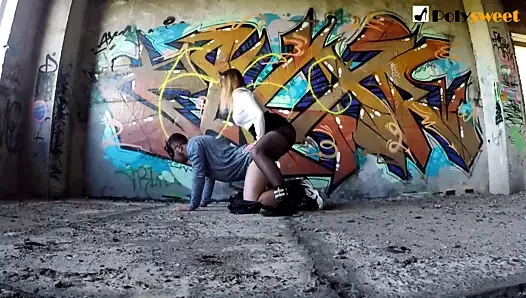 Painting graffiti, fucking a guy and getting cum on my chest