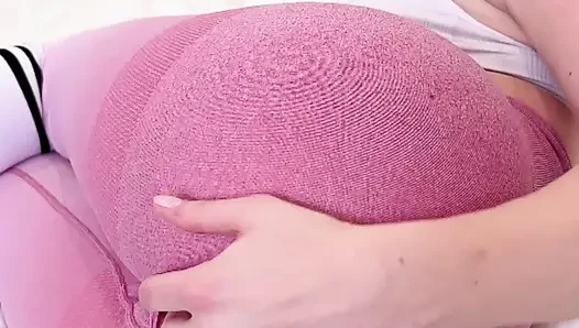 Sportswoman Masturbates Ass with Dildo in Torn Leggings and Gets Orgasm after Workout
