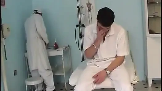 Young homosexual threesome at doctor's office