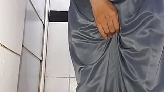 Asian Crossdresser Masturbating and Cum Wearing Slippery School Girl Uniform