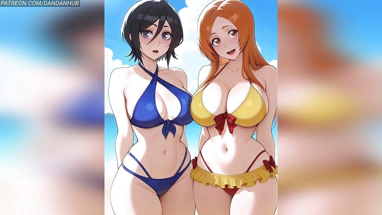 엉덩이 트워크와 유방 바운스에 루키아와 오리히메 - 표백제