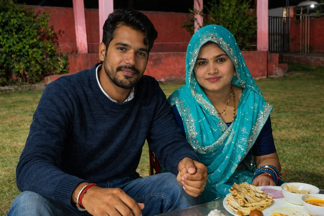 Outdoor Bengali Stepsis having dinner with boyfriend romantic video