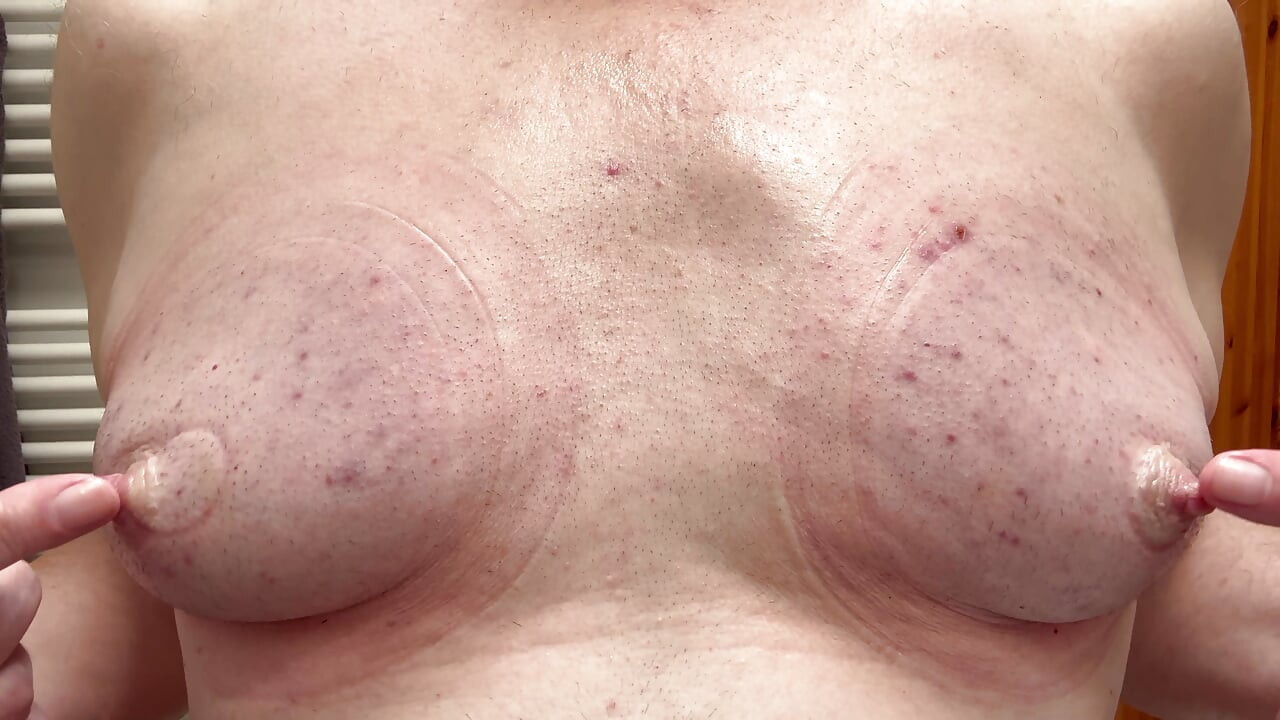 I pump up my tits to the pain threshold! Until the nipples are incredibly stiff and hard.