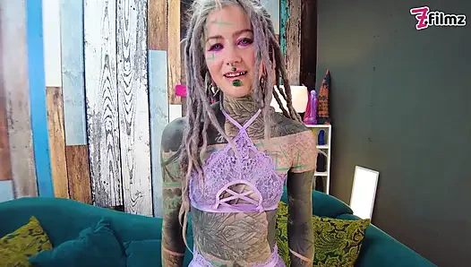 Sexy HIPPIE in Lingerie has wild sex with interviewer