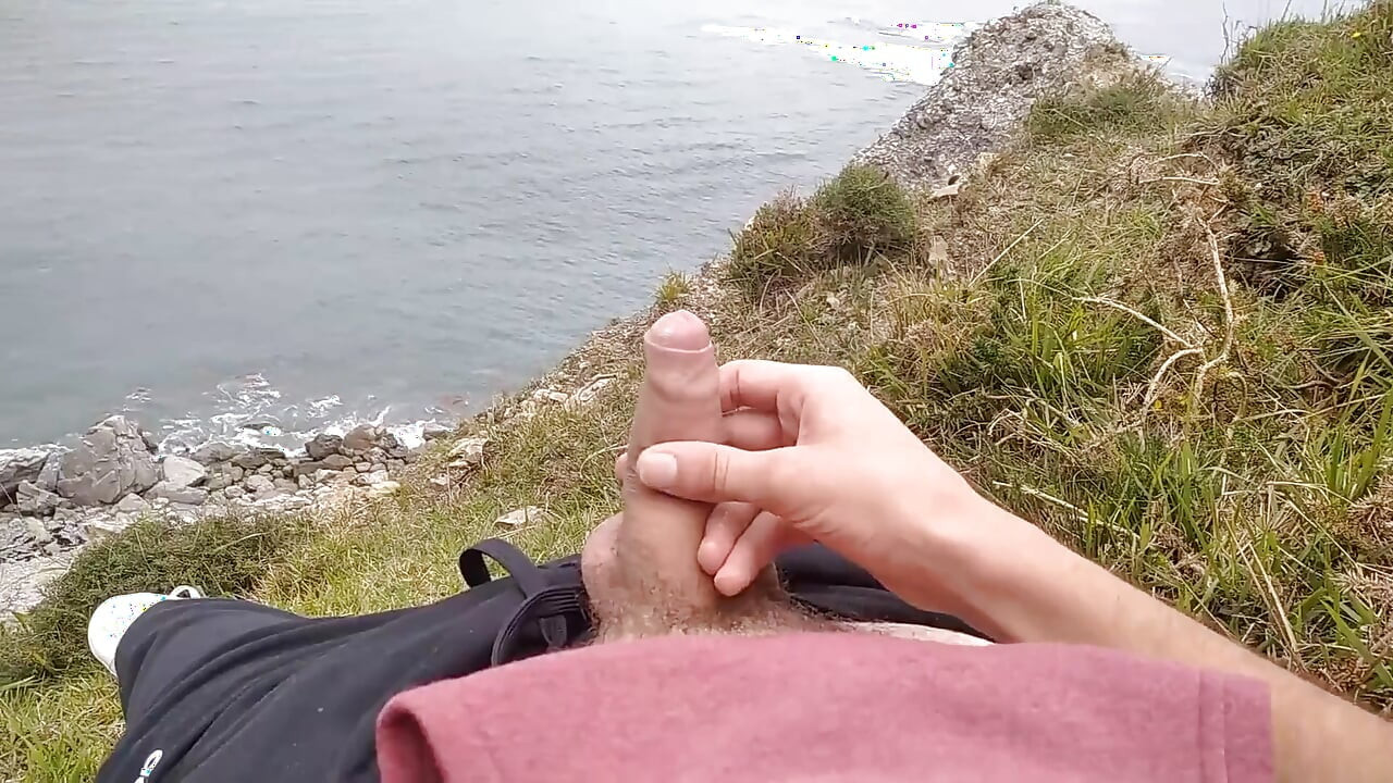 Big Beautiful Big Fat Cock Gets Handjob on the Beach with Gorgeous Sea Views