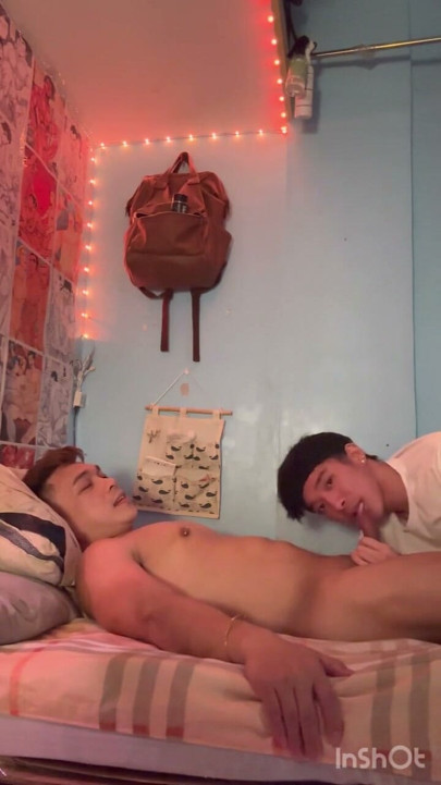 Filipino Twink's Huge Cock Gets Sucked Hard by Slim Asian Boy | Clip 1
