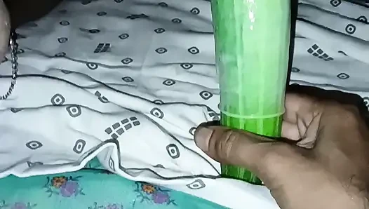 Desi sister-in-law put whole cucumber in