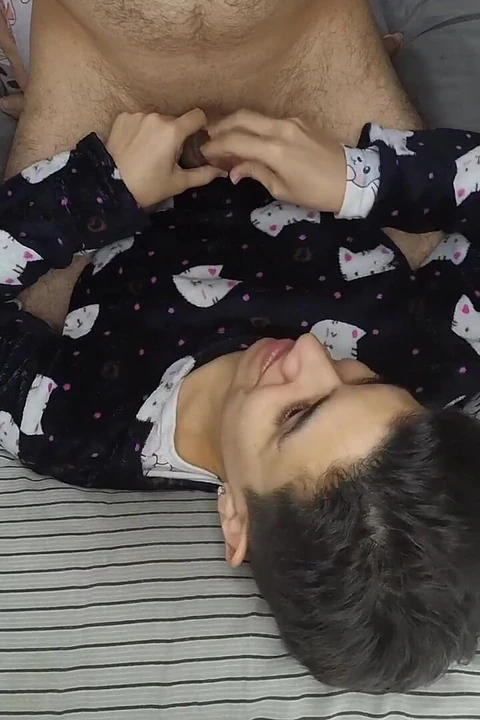 Handjob and Cum Mouthful Before Bed