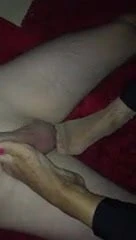 Big cumshot on nylon and barfeet
