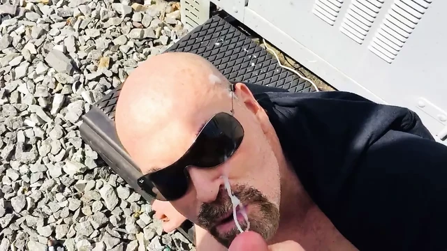 Hairy man facial outside