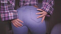 Meia-irmã fodida antes de sair a um encontro em seus novos jeans skinny com uma creampie