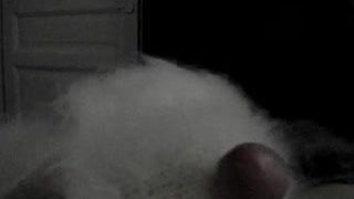 Masturbation and cum with white mohair sweater