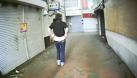 MILF in ultra low rise jeans outdoors..