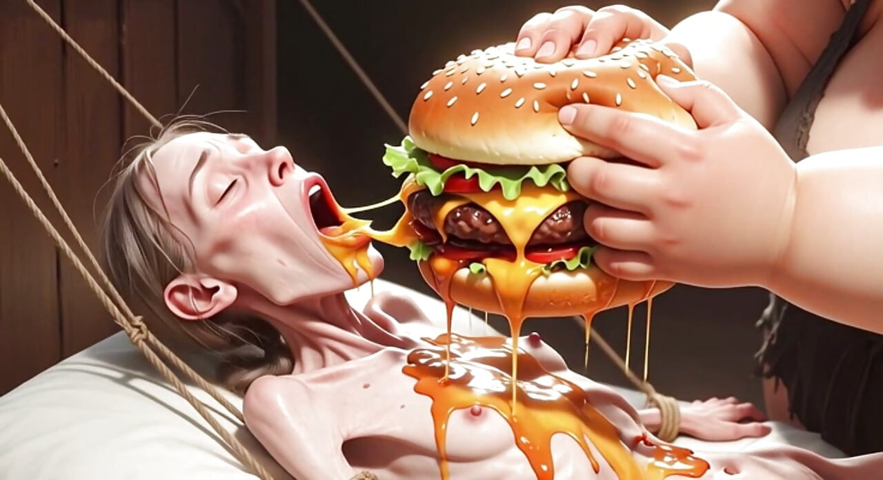 Fată extrem de slabă hrănită de ssbbw masiv - contrast extrem de feederism
