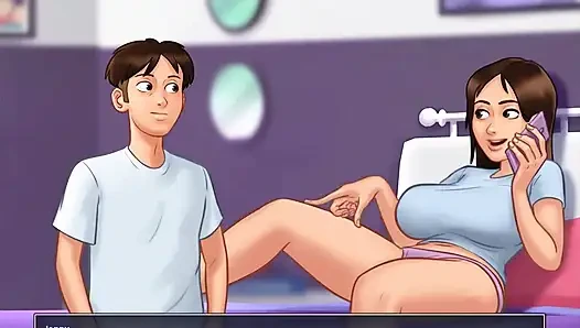 Summertime saga: stiefbrust gibt seiner stiefschwester einen riesigen dildo, sie wurde verrückt, episode 74