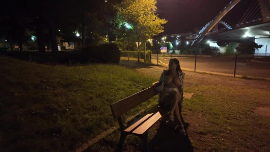 An exhibitionist came to a whore at the spot. She doesn't know what to do with him.