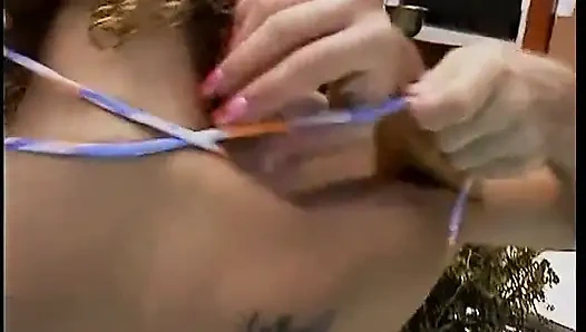 Young girl with hairy pussy fucked doggystyle in a garden