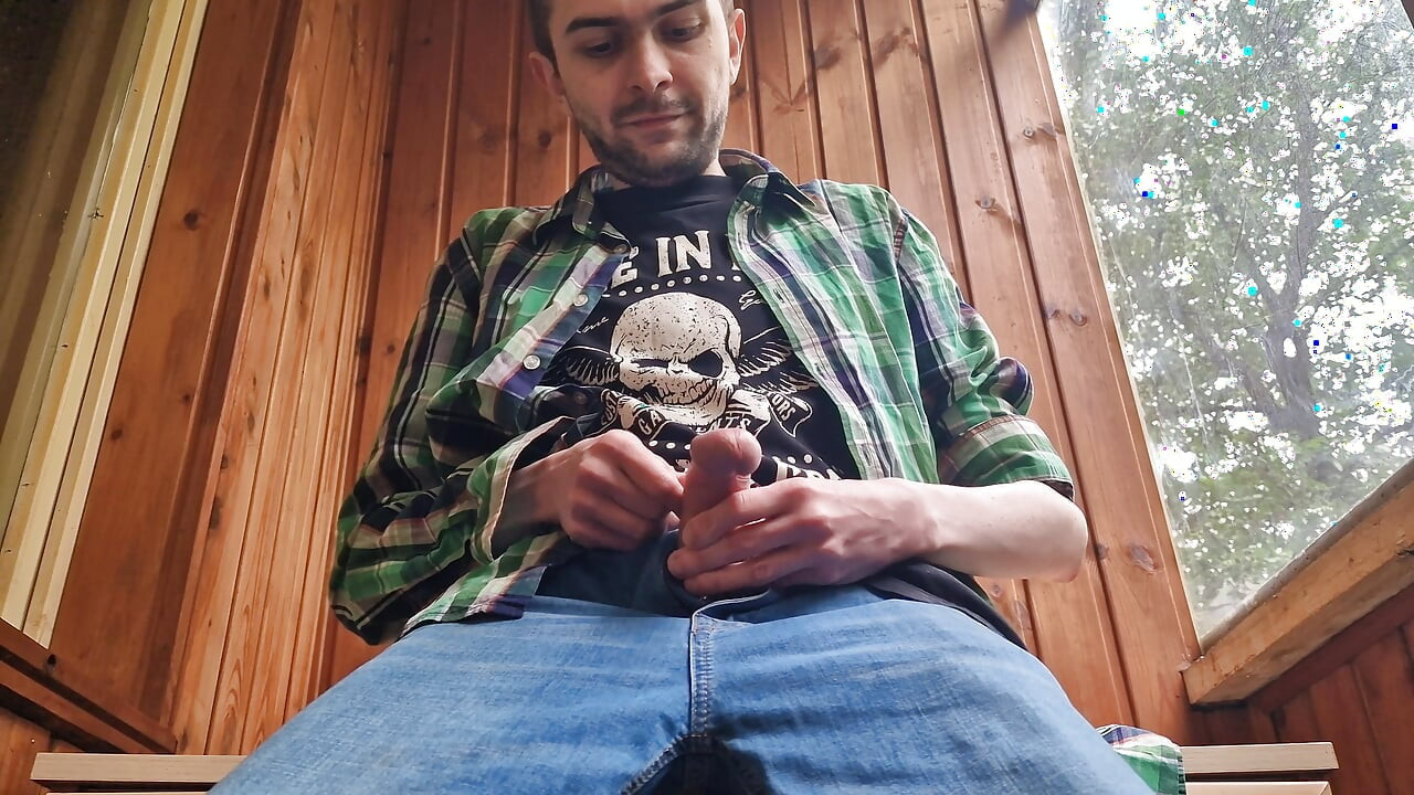 Man solo masturbation outdoor public