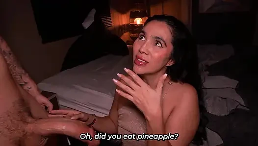 Stepmother enjoys her stepson's cock while her husband is nearby