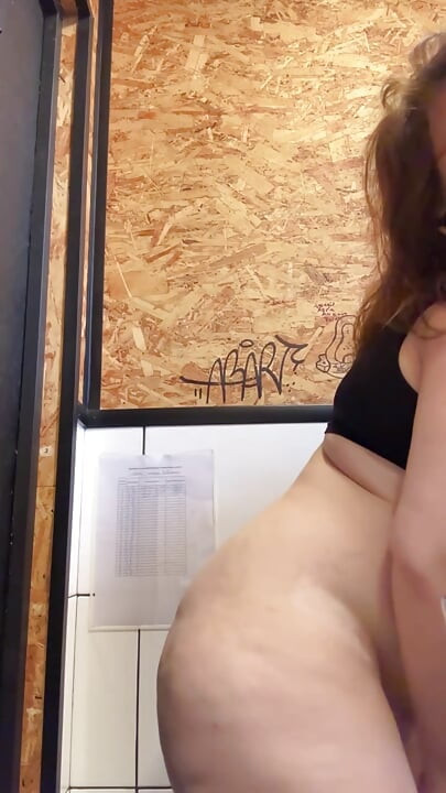 My full naked risky public bathroom masturbation