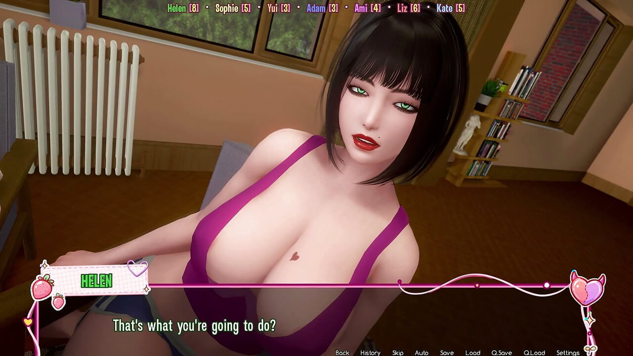Murmur 45 - 喝酒遊戲第二回合 Helen和Liz接吻，Helen露出她的胸部
