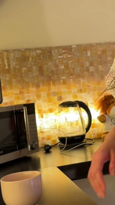Hot Brunette Babe in a Transparent Sexy Short Skirt Style Dress shows Pussy and her Big Ass in the Kitchen | Clip 2