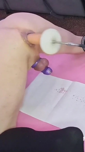 Epic moment from "Mature DILF Mike Essex hands free chastity cage cum and pee squirt on the fucking machine"