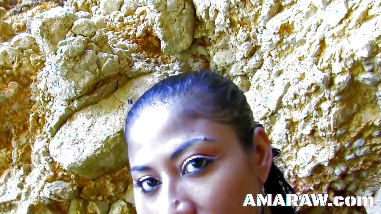 Busty ebony Channel Petit anally rides Terry in a cave