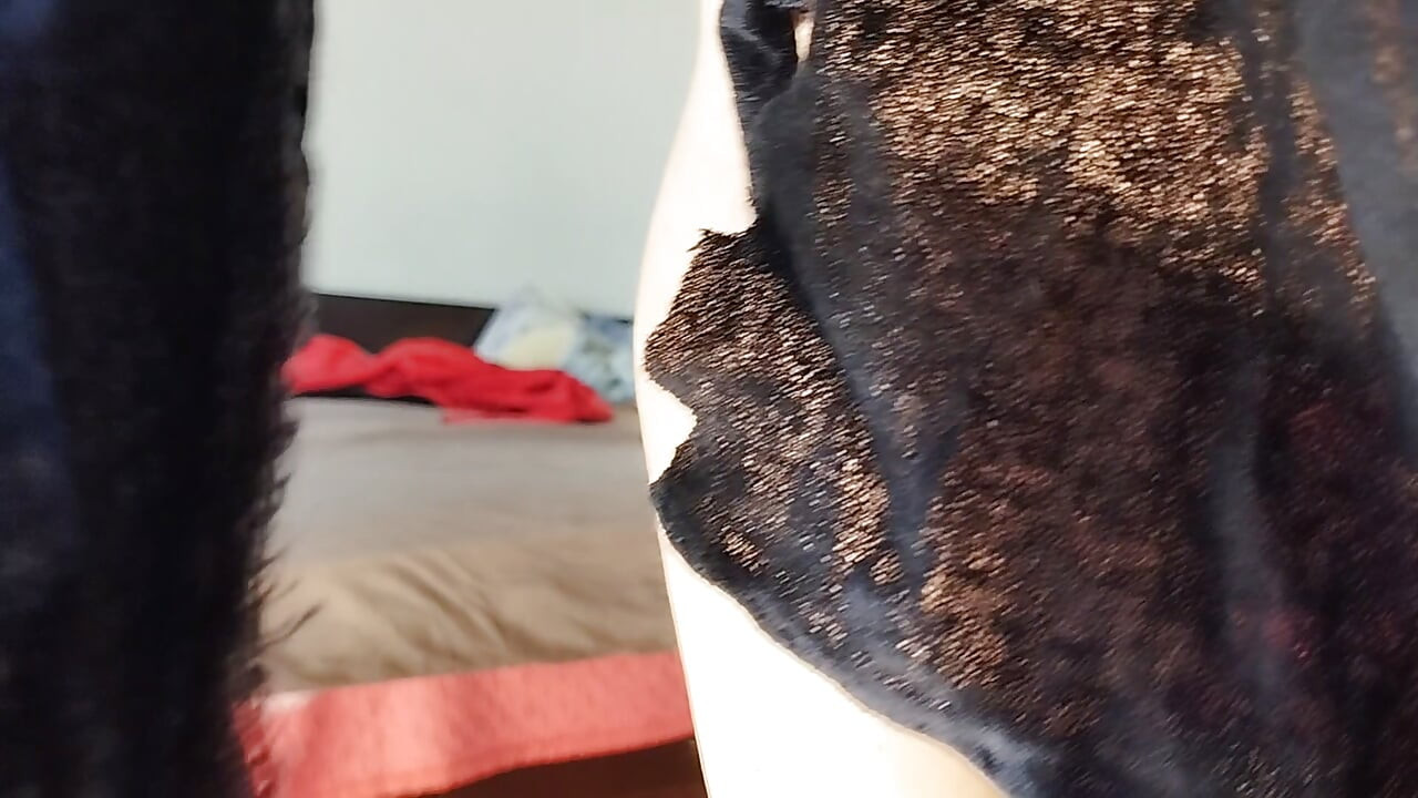 Amateur wife has fun trying on clothes and cutting them. Amateur wife vacuuming naked in the house.