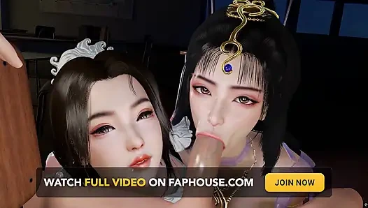 Dua cewek sange 3d berbagi satu kontol besar