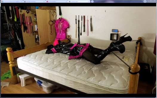 Sissy Maid Self Bondage-Cuffed to Bed