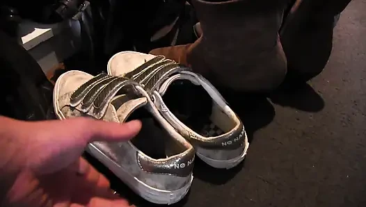 Marion's left sneaker full piss fuck and cum