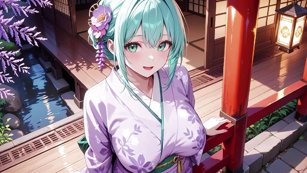 Purple Kimono Goddess! Can't Handle the Wetness Under the Red Torii Gate