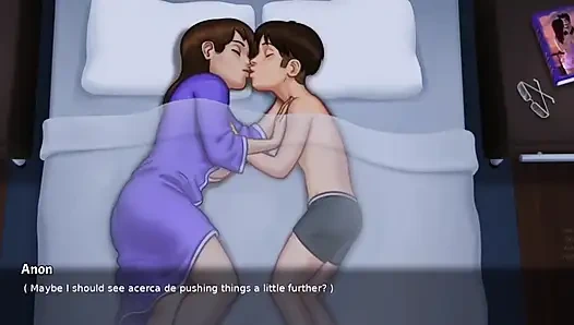 Stepmom and stepson making love under the covers - Summertime Saga