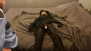 Muscular security guard fucks realistic male sex doll after work! Intense orgasm! Male moans!