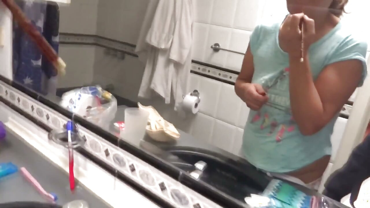 My wife's stepsister shows off, urinates, masturbates and I cum on her tits