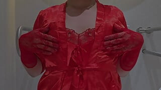Sissy Kanisa in Red Part 2 Eat Cum in Public Toilet